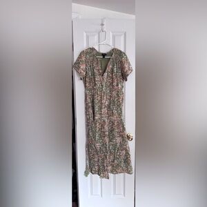 A Pea in the Pod Green Floral Maxi Maternity Dress